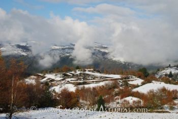 Castro de Chao Samartín. Vista general tras una nevada