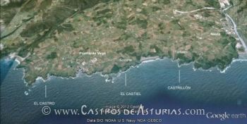 Localización de los castros maritimos en el concejo de Navia