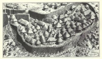 El Castro de Coaña según recreación de Antonio García y Bellido, 1941. Primera versión de la celebérrima anaparástasis del poblado protohistórico incluida en la obra clásica “Urbanística de las grandes ciudades del mundo antiguo”, recientemente reeditada bajo la supervisión del profesor Manuel Bendala Galán.