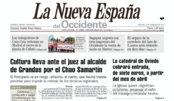 Portada del diario La Nueva España, edición Occidente