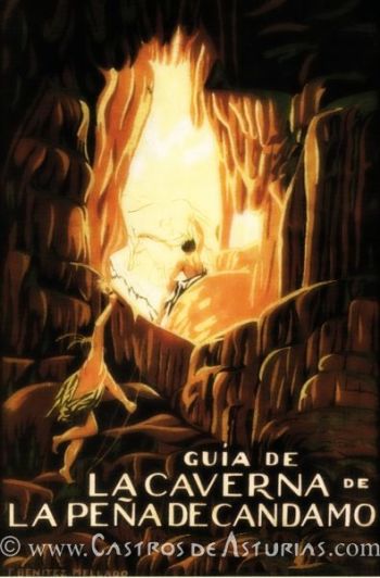 Ilustración de Benitez Mellado utilizada en la portada de la guía de la caverna